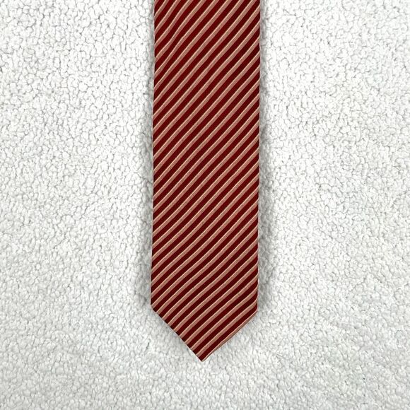 HUGO BOSS Striped Red Handmade Mens Tie Classic 3.5" x 58.5" Silk Viscose Italy - Picture 1 of 6
